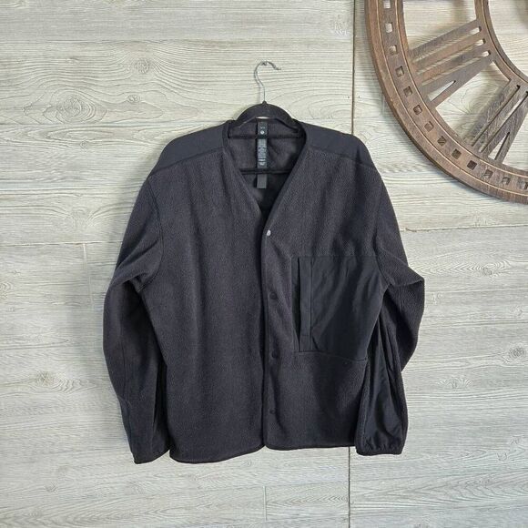 Lululemon Fleece Snap Front Sweater Mens SZ XL Black - Picture 4 of 6